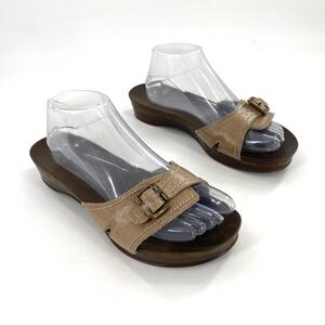 Dr.‎ Scholls Original Brown Wood Look Platform Slide Sandals - Women's Size 10